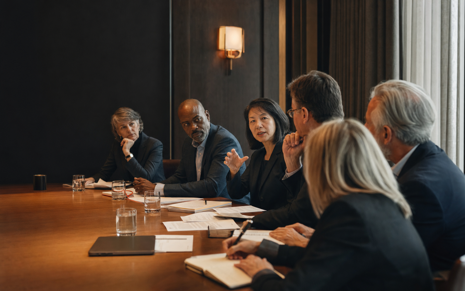 A governing board in serious discussion